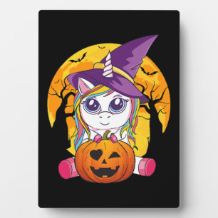 Niedliches Einhorn Halloween Hexenkind Fotoplatte