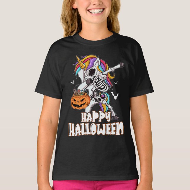 Niedliches Einhorn-Happy Halloween-Kostüm T-Shirt (Vorderseite)