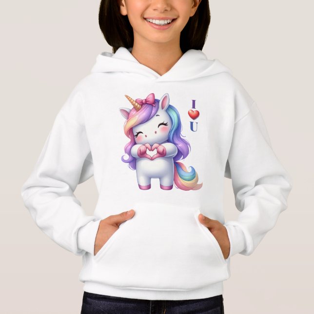Niedliches Einhorn I Liebe Sie Hoodie (Vorderseite)
