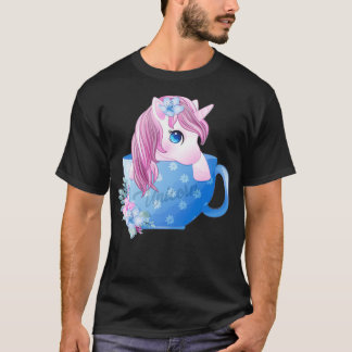 Niedliches Einhorn in der Kaffeetasse T-Shirt