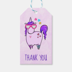 Niedliches Einhorn in Herz-Shaped Brille Danke Geschenkanhänger