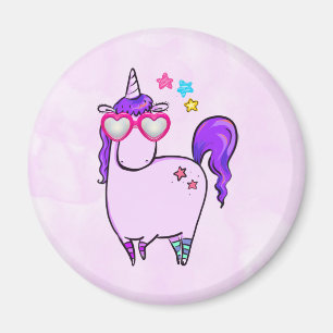 Niedliches Einhorn in Herz-Shaped-Brille Magnet