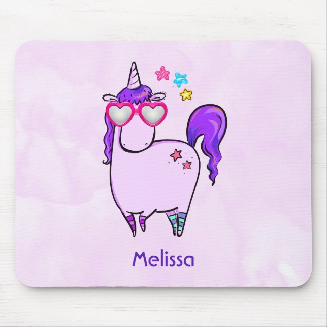 Niedliches Einhorn in Herz-Shaped-Brille Mousepad (Vorne)