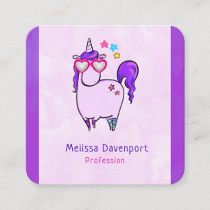 Niedliches Einhorn in Herz-Shaped-Brille Quadratische Visitenkarte