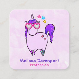 Niedliches Einhorn in Herz-Shaped-Brille Quadratische Visitenkarte