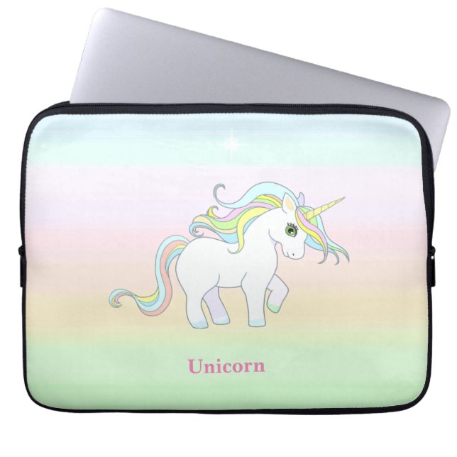 Niedliches Einhorn in Pastellfarben Laptopschutzhülle (Vorderseite)