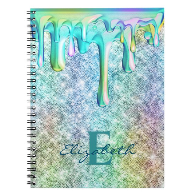 Niedliches Einhorn Iridescent Glitzer Tropfen Imit Notizblock (Vorderseite)