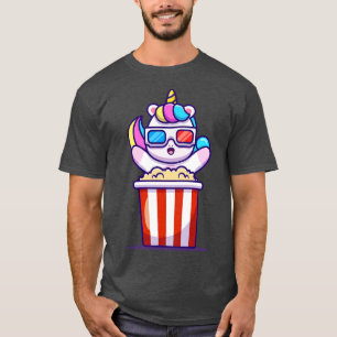 Niedliches Einhorn isst Popcorn T-Shirt