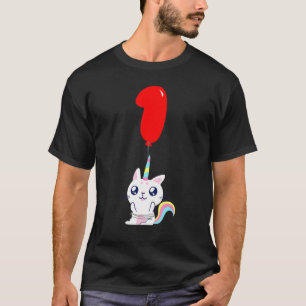 Niedliches Einhorn Katze 1. Geburtstag Kinder Ball T-Shirt