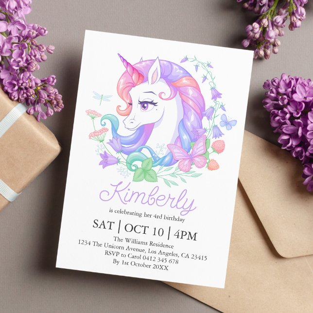 Niedliches Einhorn Kindergeburtstag für alle Alter Einladung (Von Creator hochgeladen)