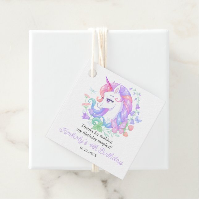 Niedliches Einhorn Kindergeburtstag für alle Alter Geschenkanhänger (Beispiel)