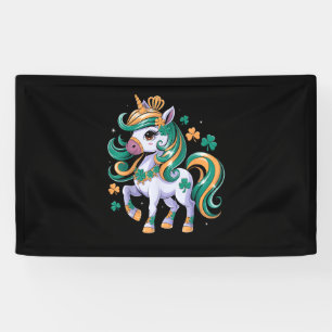 Niedliches Einhorn Kleeblatt St Patricks Day Girls Banner
