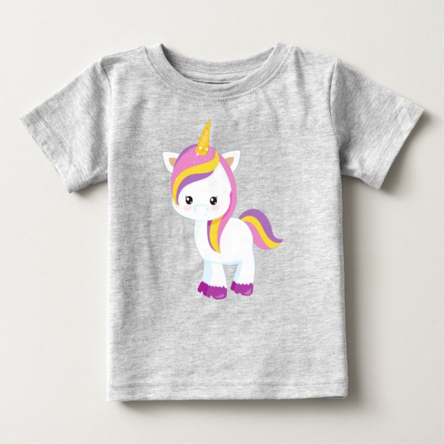 Niedliches Einhorn, Kleines Einhorn, Kawaii Einhor Baby T-shirt (Vorderseite)
