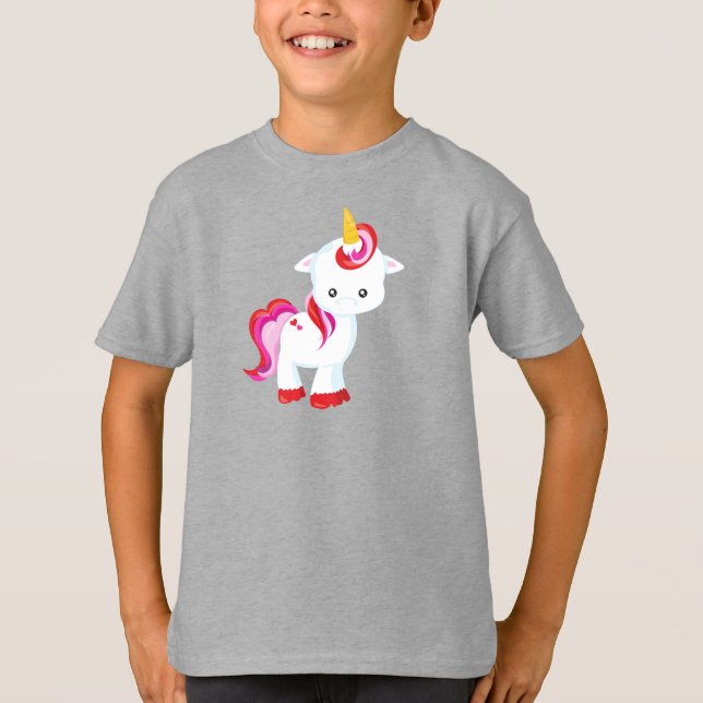 Niedliches Einhorn, Kleines Einhorn, Zaubereinhorn T-Shirt (Vorderseite)