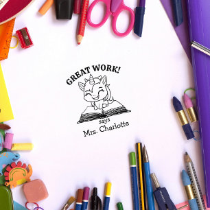 Niedliches Einhorn-Lehrer-Klassenzimmer Großartige Gummistempel