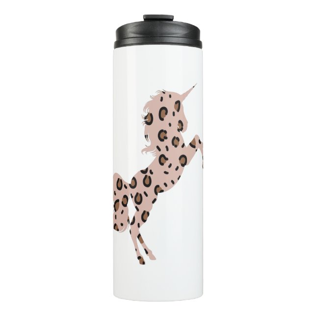 Niedliches Einhorn Leopard Print Skin Pattern Gesc Thermosbecher (Vorderseite)