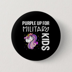 Niedliches Einhorn, Lila für militärische Kinder Button