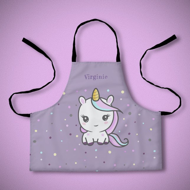 Niedliches Einhorn Lila Kid Schürze (Cute Unicorn Purple Kid Apron)