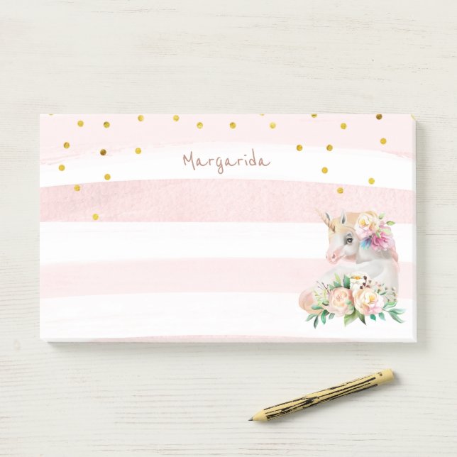 Niedliches Einhorn Magical Girl Post-it Klebezettel (Auf Schreibtisch)