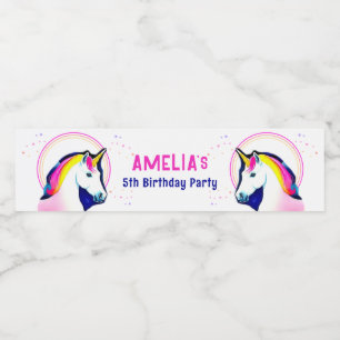 Niedliches Einhorn Magical Stars Girl Wasserflaschenetikett