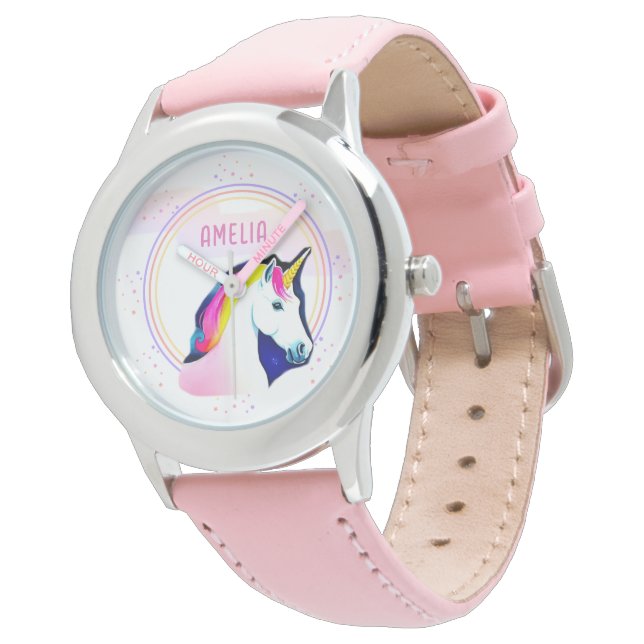 Niedliches Einhorn Magische Sterne Mädchen Armbanduhr (Schrägansicht)
