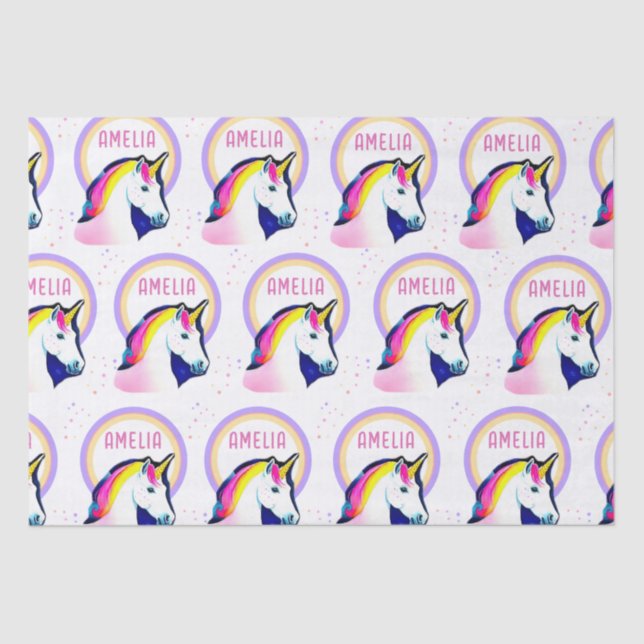 Niedliches Einhorn Magische Sterne Mädchen Geburts Seidenpapier (Vorderseite)