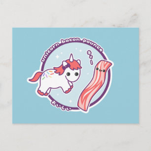 Niedliches Einhorn mit Bacon Postkarte