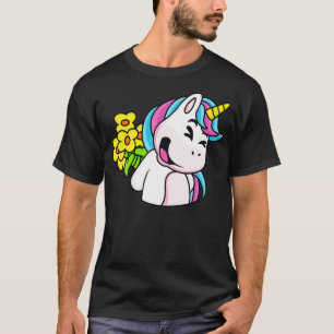 Niedliches Einhorn mit Blume Bouquet Einhorns Kind T-Shirt