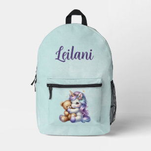 Niedliches Einhorn mit einem Teddybär Personalisie Bedruckter Rucksack