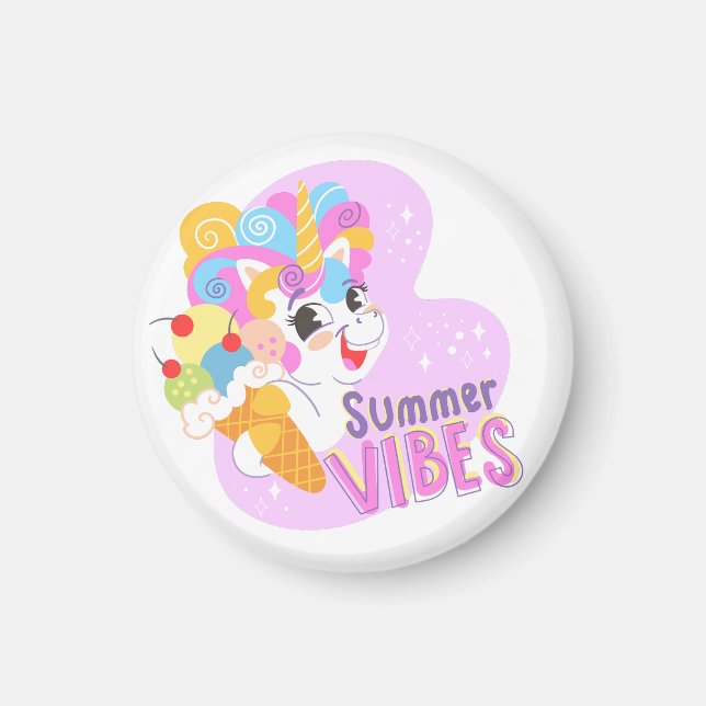 Niedliches Einhorn mit Eis Magnet (Vorne)
