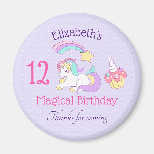 Niedliches Einhorn mit farbenfrohen Shooting Star  Magnet (Vorne)