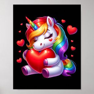 Niedliches Einhorn mit Herz-Valentinstag für Mädch Poster