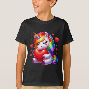 Niedliches Einhorn mit Herz-Valentinstag für Mädch T-Shirt