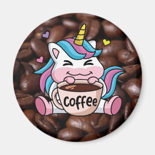 Niedliches Einhorn mit Kaffee Magnet