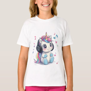 Niedliches Einhorn mit Kopfhörer-T - Shirt
