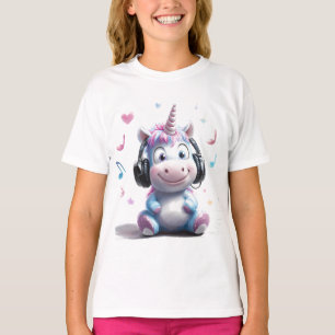 Niedliches Einhorn mit Kopfhörer-T - Shirt