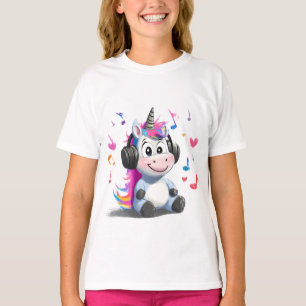 Niedliches Einhorn mit Kopfhörer-T - Shirt