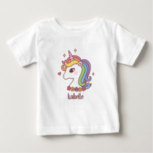 Niedliches Einhorn mit Rainbow Mane Doodle Baby Gi Baby T-shirt