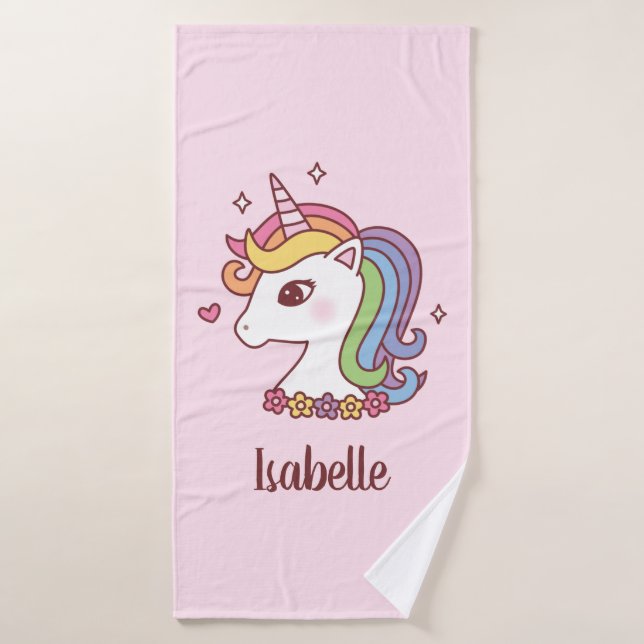 Niedliches Einhorn mit Rainbow Mane Girls Personal Badehandtuch (Badehandtuch)