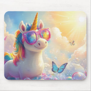 Niedliches Einhorn mit Sonnenbrille: Magisch und S Mousepad