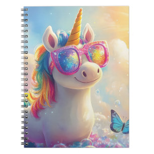 Niedliches Einhorn mit Sonnenbrille: Magisch und S Notizblock