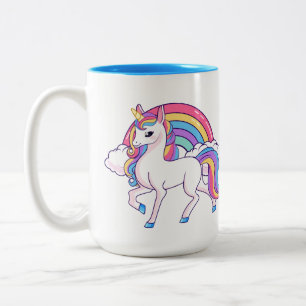 niedliches Einhorn, Monogramm Kaffeemaschine hinzu Zweifarbige Tasse