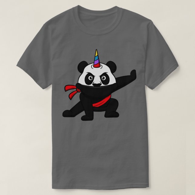 Niedliches Einhorn Panda Ninja Krieger Kindergesch T-Shirt (Design vorne)