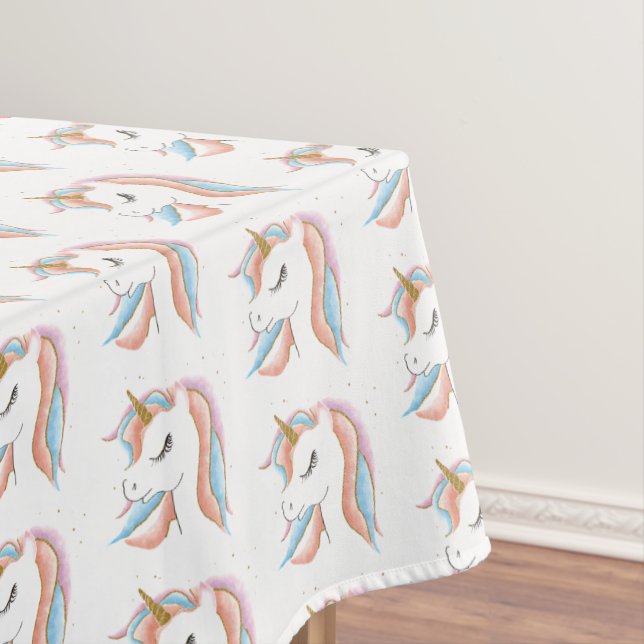 Niedliches Einhorn Pastel Rainbow Rectangle Tischdecke (Beispiel)