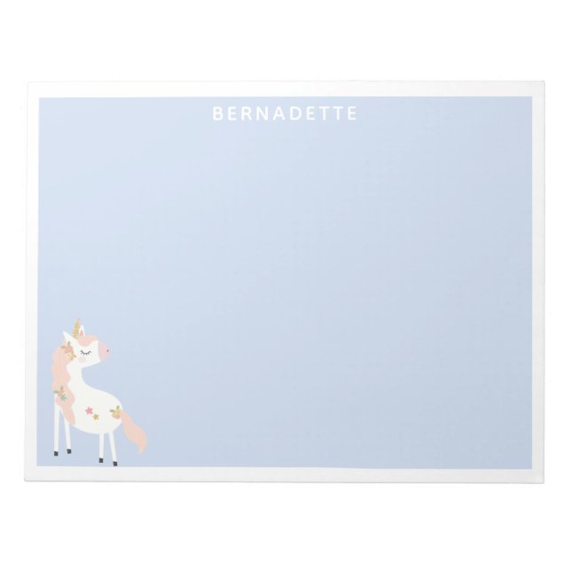 Niedliches Einhorn Pastellfarben Rosa Lila Goldnam Notizblock (Vorderseite)