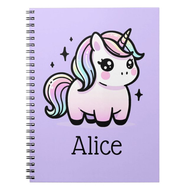 Niedliches Einhorn-Personalisiert-Notebook Notizblock (Vorderseite)