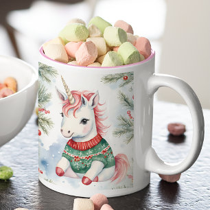 Niedliches Einhorn Personalisierte Weihnachten Zweifarbige Tasse