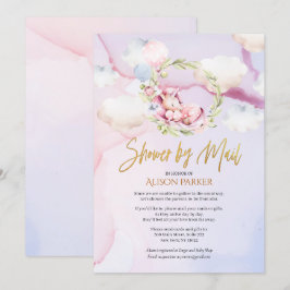 Niedliches Einhorn Pink Sky Baby Dusche per Mail Einladung