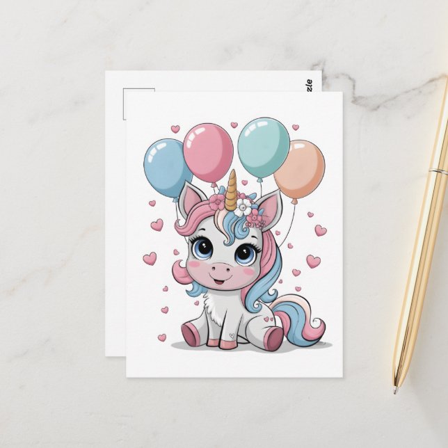 Niedliches Einhorn Postkarte (Vorderseite/Rückseite Beispiel)