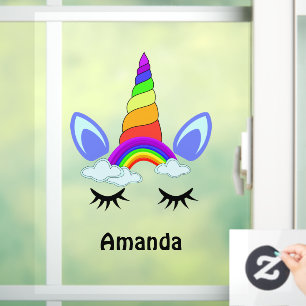 Niedliches Einhorn Rainbow Personalisiert Classic  Fensteraufkleber